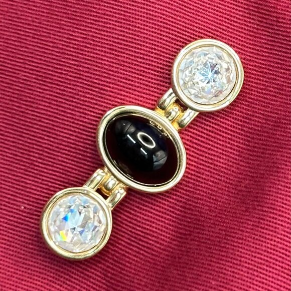 VTG Swarovski S.A.L. Crystal & Black Cabochon Brooch/Pin - Picture 4 of 14